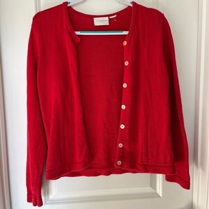 Liz Claiborne Red Sweater with White Buttons